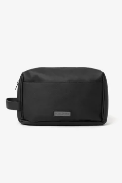 Black Saffiano leatherette toiletry bag