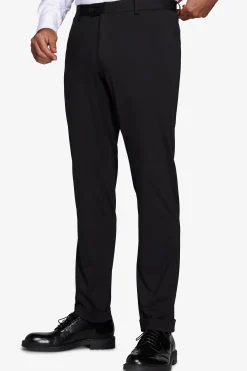 Black technical jersey slim trousers