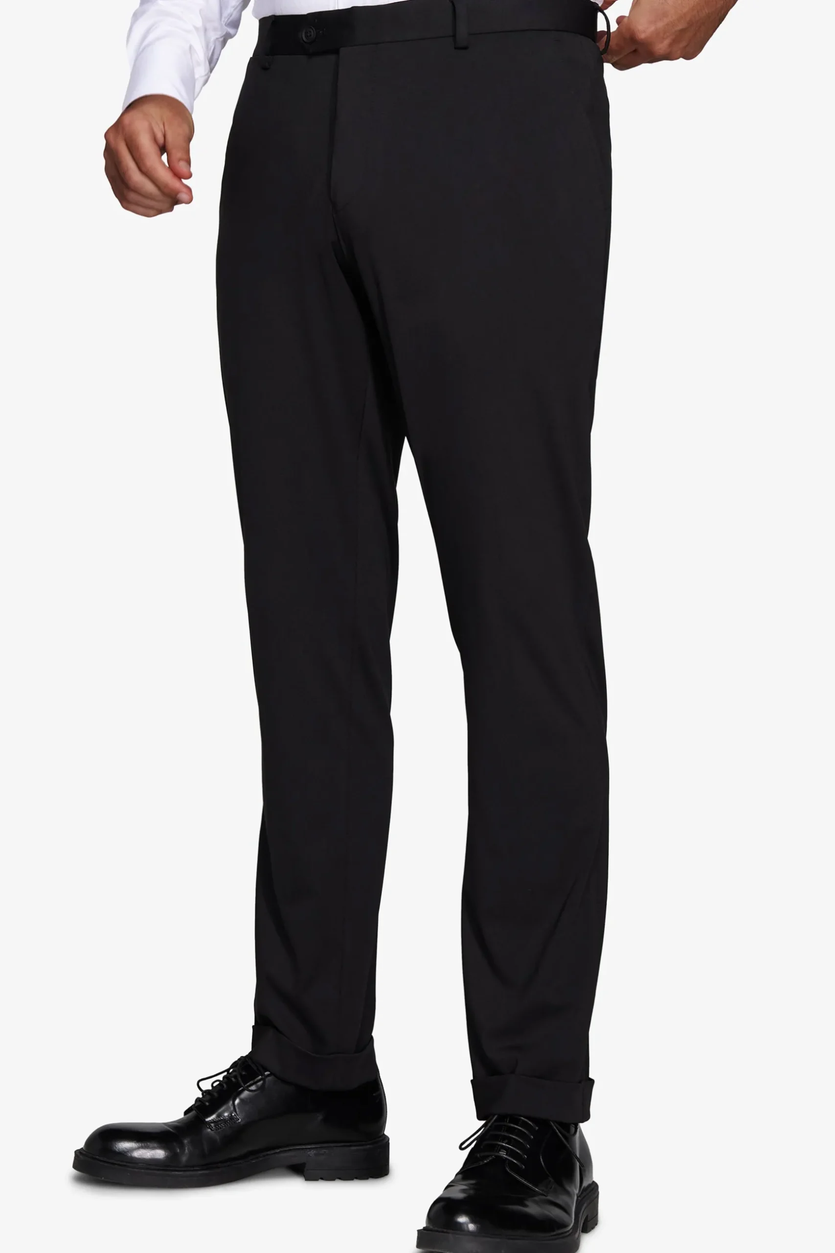 Black technical jersey slim trousers