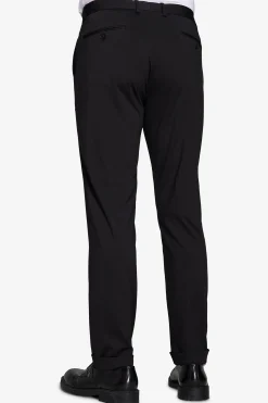 Black technical jersey slim trousers