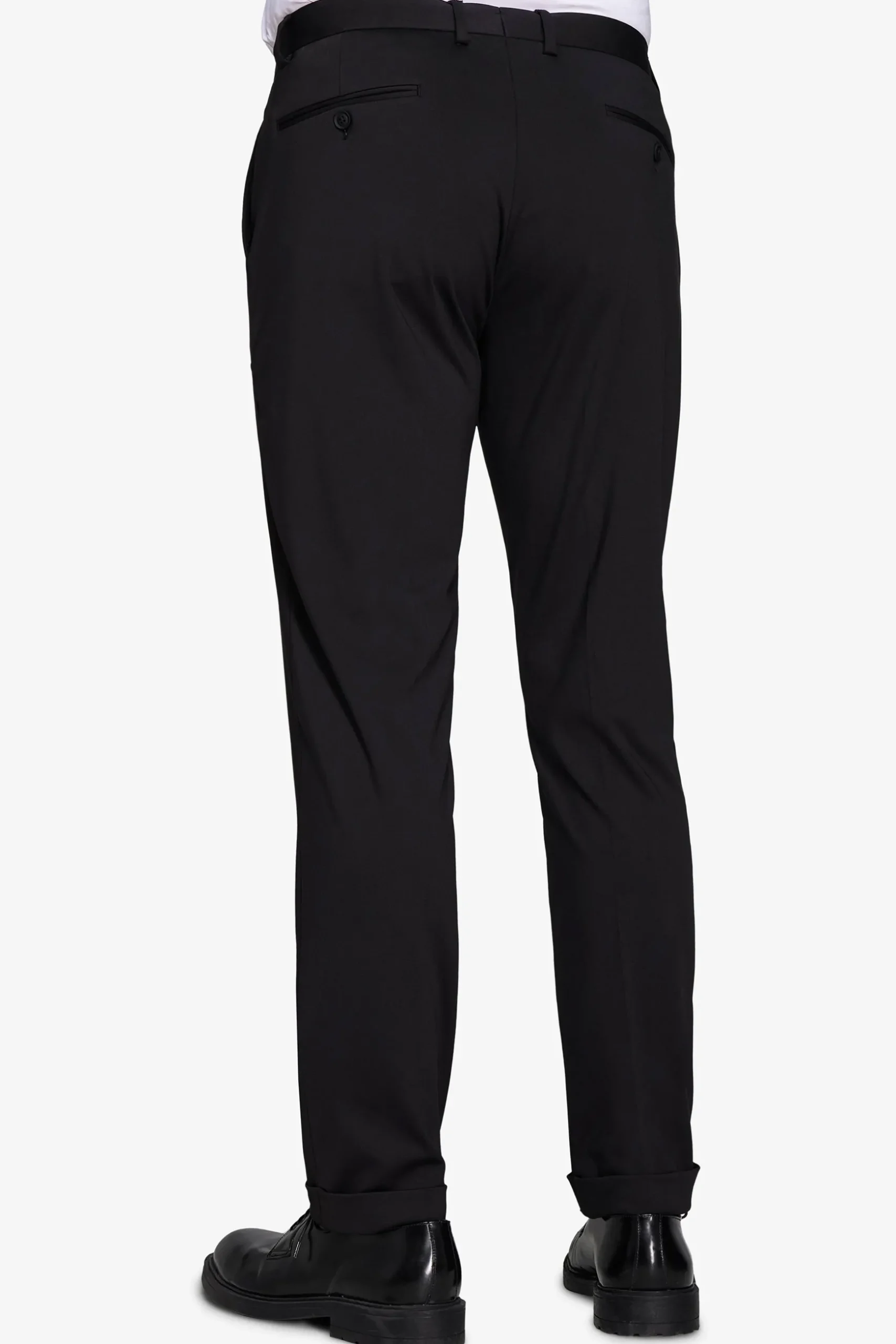 Black technical jersey slim trousers