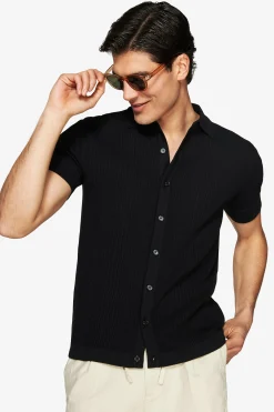 Black textured knit shirt