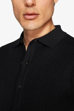 Black textured knit shirt