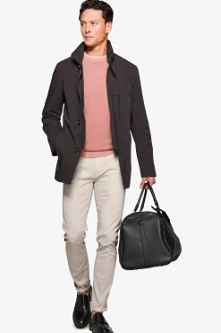 Black trench coat with bib