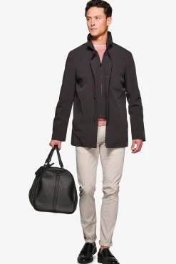 Black trench coat with bib