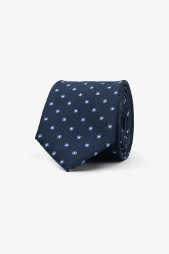 Blue all-over micro-flower jacquard tie