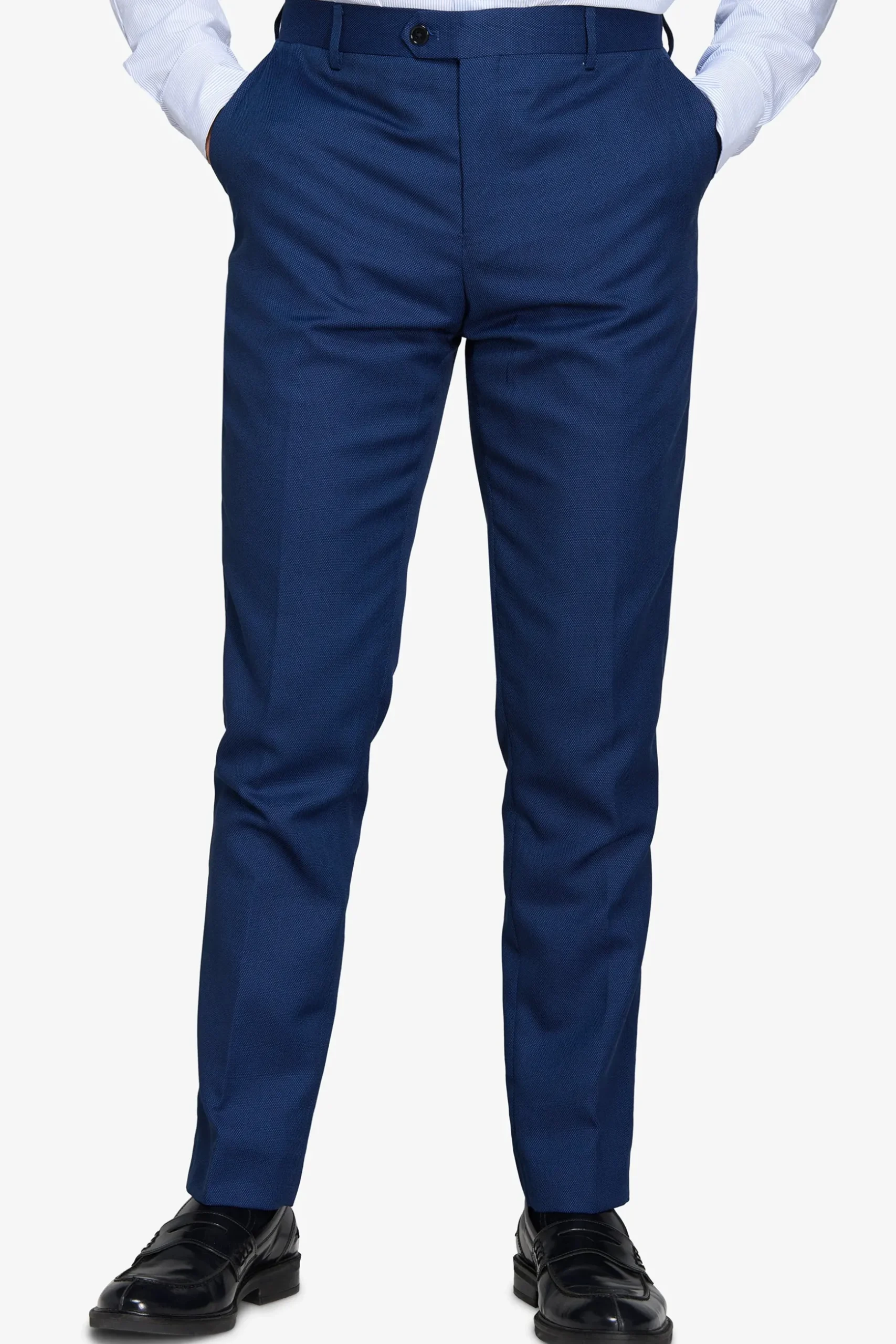 Blue birdseye suit trousers