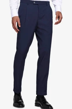 Blue classic trousers with pleats