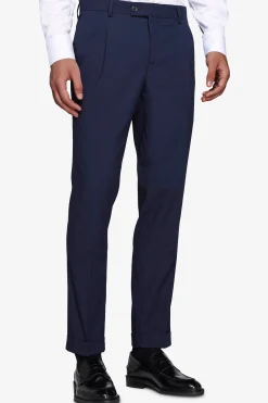 Blue classic trousers with pleats
