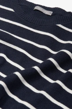 Blue contrasting stripes crewneck sweater
