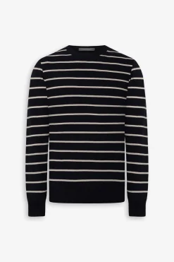 Blue contrasting stripes crewneck sweater