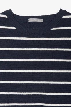 Blue contrasting stripes crewneck sweater