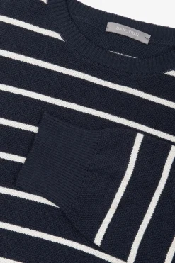 Blue contrasting stripes crewneck sweater