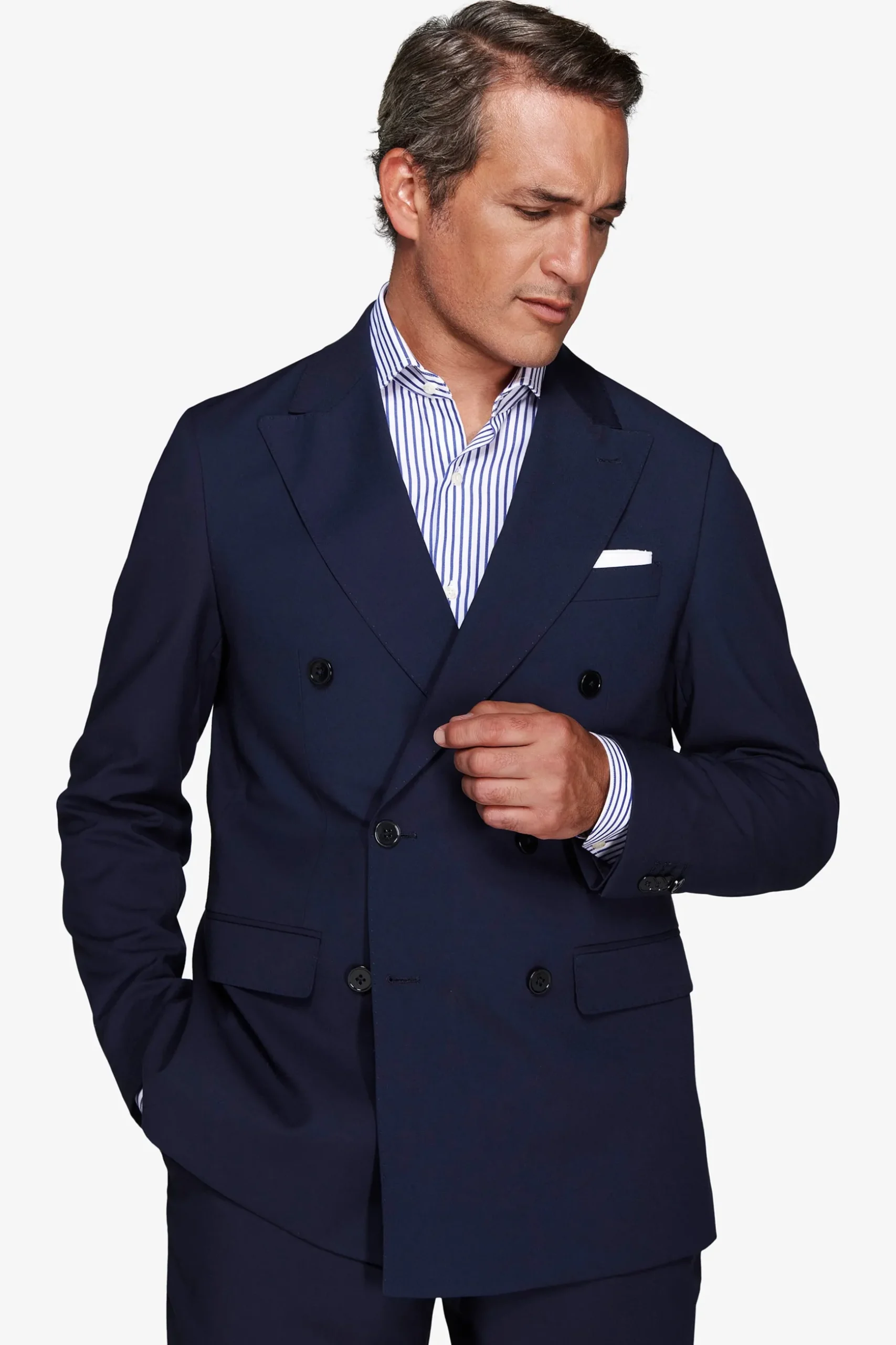 Blue double-breasted blazer