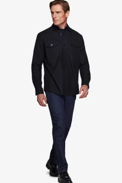 Blue flannel effect overshirt