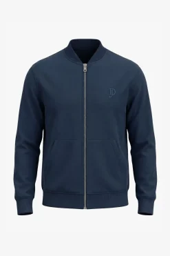 Blue full zip fleece bomber jacket