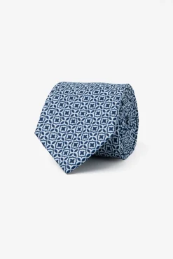 Blue geometric pattern tie