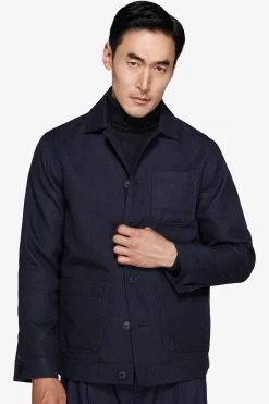 Blue Herringbone short jacket
