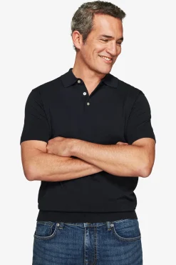 Blue knit polo shirt
