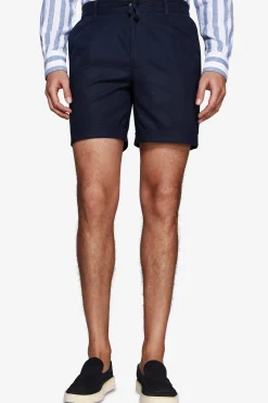 Blue linen blend Bermuda shorts