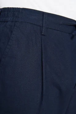 Blue linen blend drawstring pants