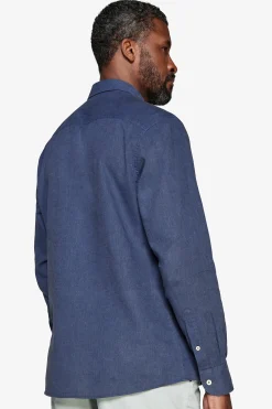 Blue linen blend relaxed shirt