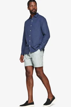 Blue linen blend relaxed shirt