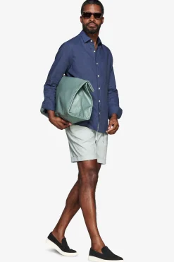 Blue linen blend relaxed shirt