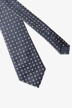 Blue micro floral pattern tie