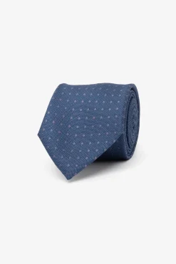 Blue micro polka dot jacquard tie