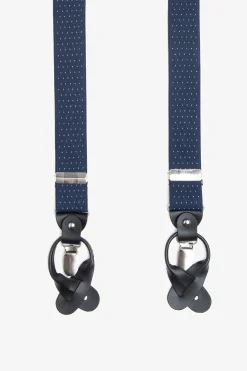 Blue micro polka dots suspenders