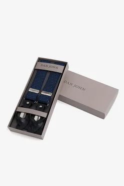 Blue micro polka dots suspenders