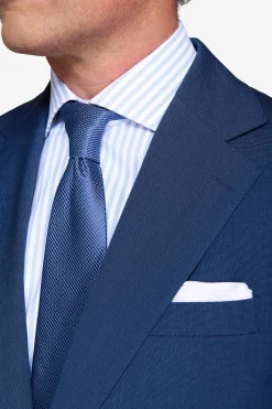 Blue pinpoint-weave suit blazer