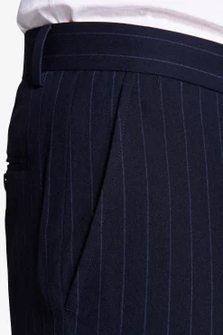 Blue pinstripe trousers