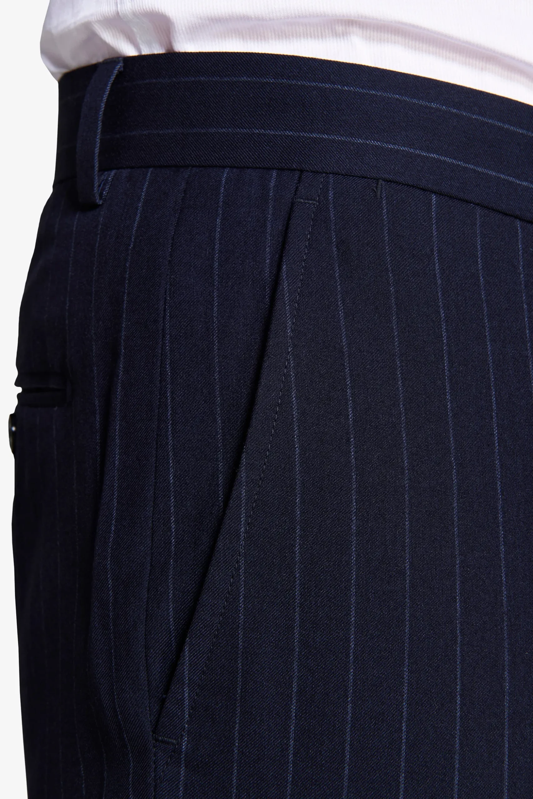 Blue pinstripe trousers