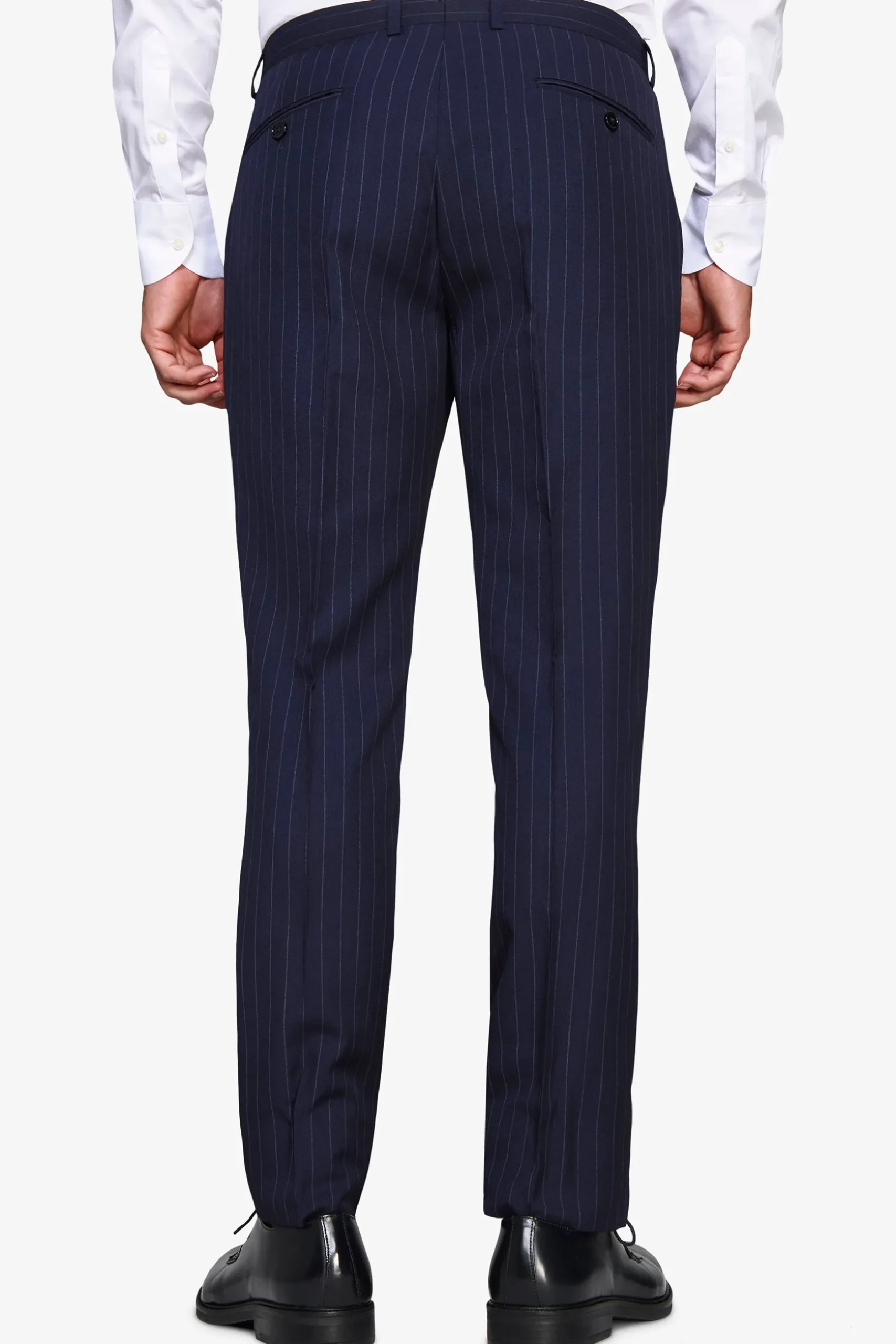 Blue pinstripe trousers