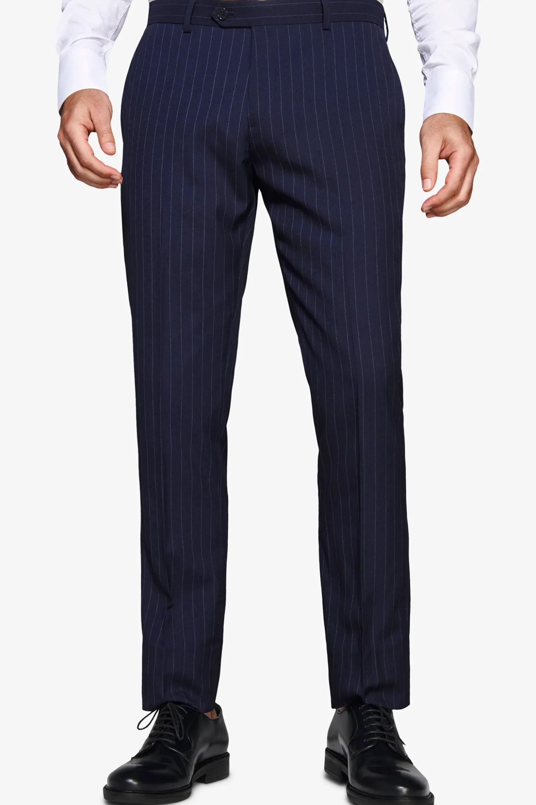 Blue pinstripe trousers