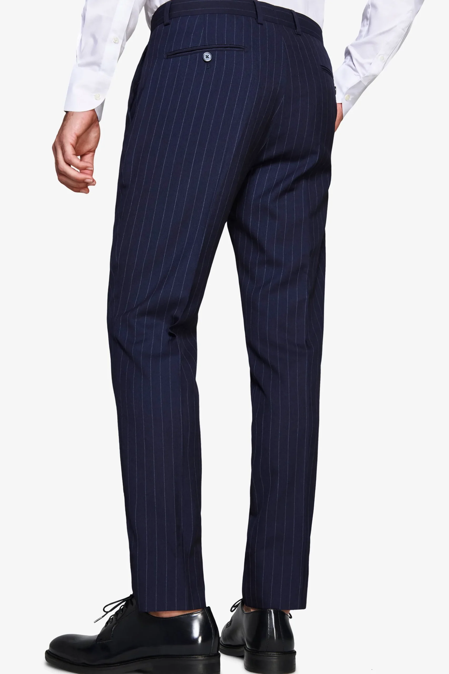 Blue pinstripe trousers