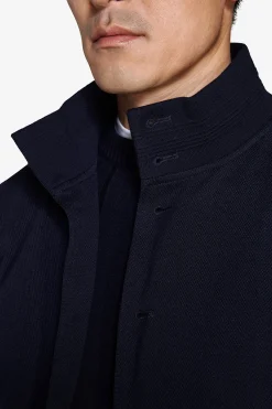 Blue piquet jersey bomber jacket