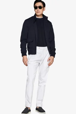 Blue piquet jersey bomber jacket