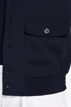Blue piquet jersey bomber jacket