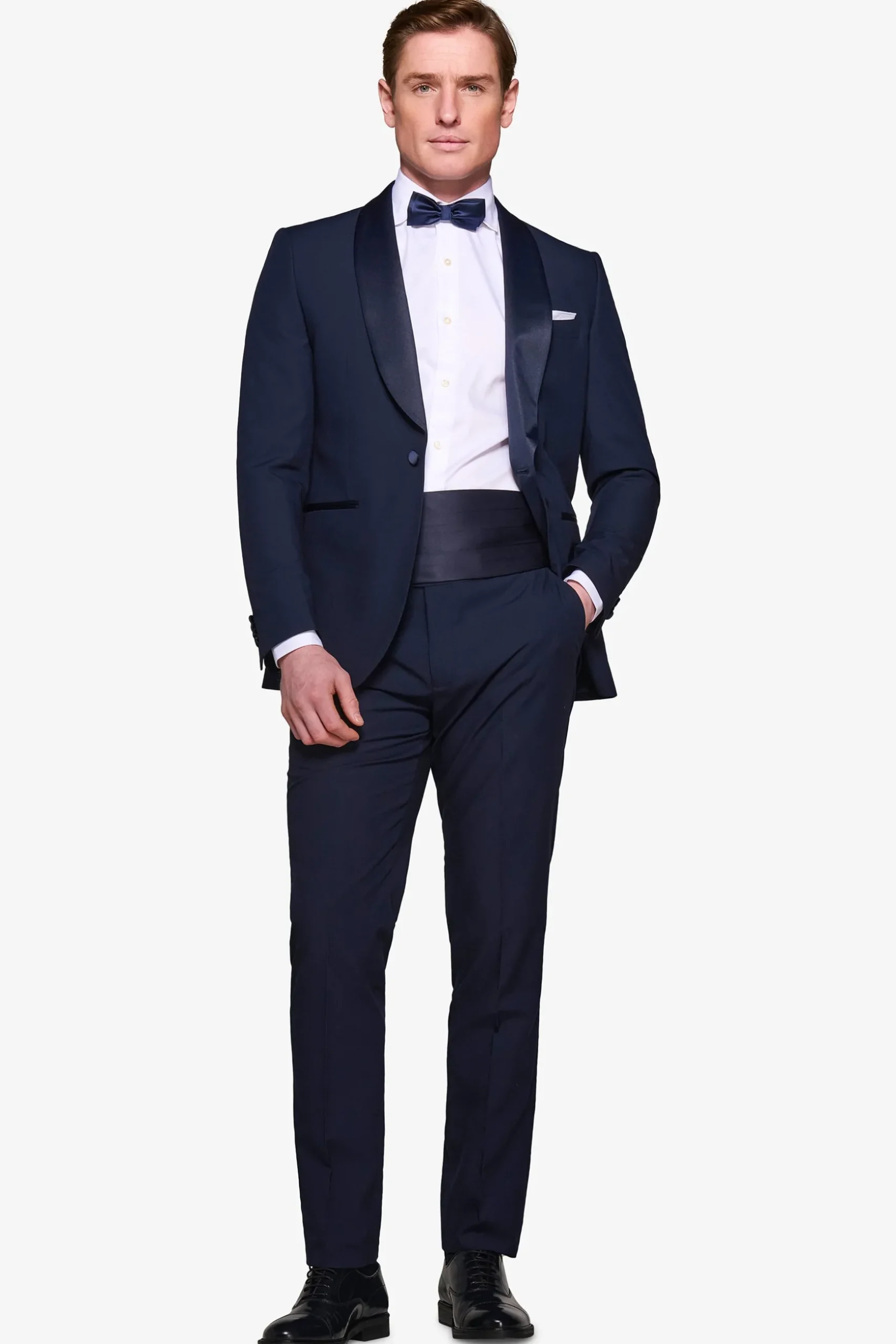 Blue shawl lapel tuxedo