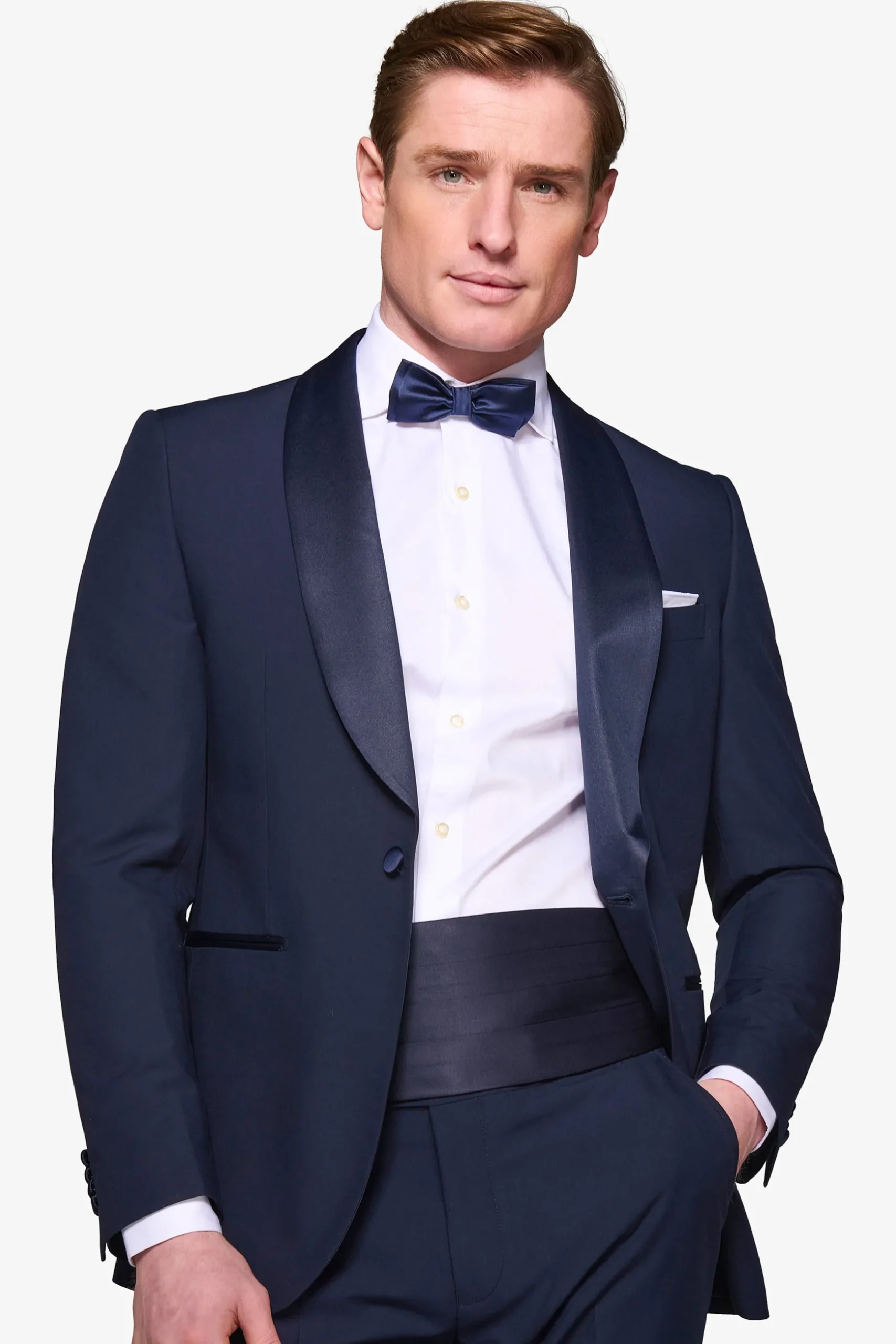 Blue shawl lapel tuxedo