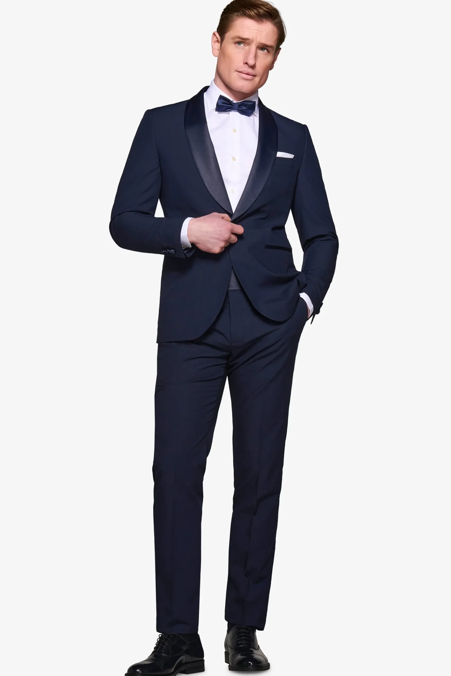Blue shawl lapel tuxedo