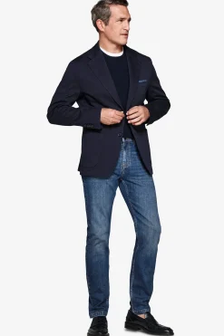 Blue stretch textured blazer