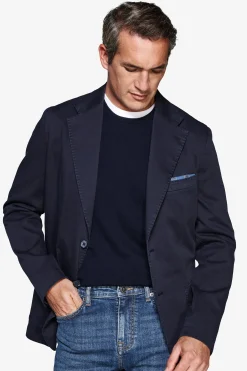 Blue stretch textured blazer