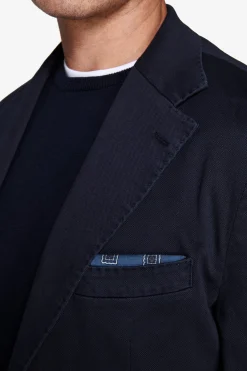 Blue stretch textured blazer