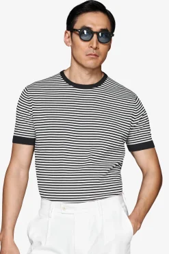 Blue striped crewneck sweater