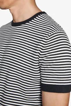 Blue striped crewneck sweater