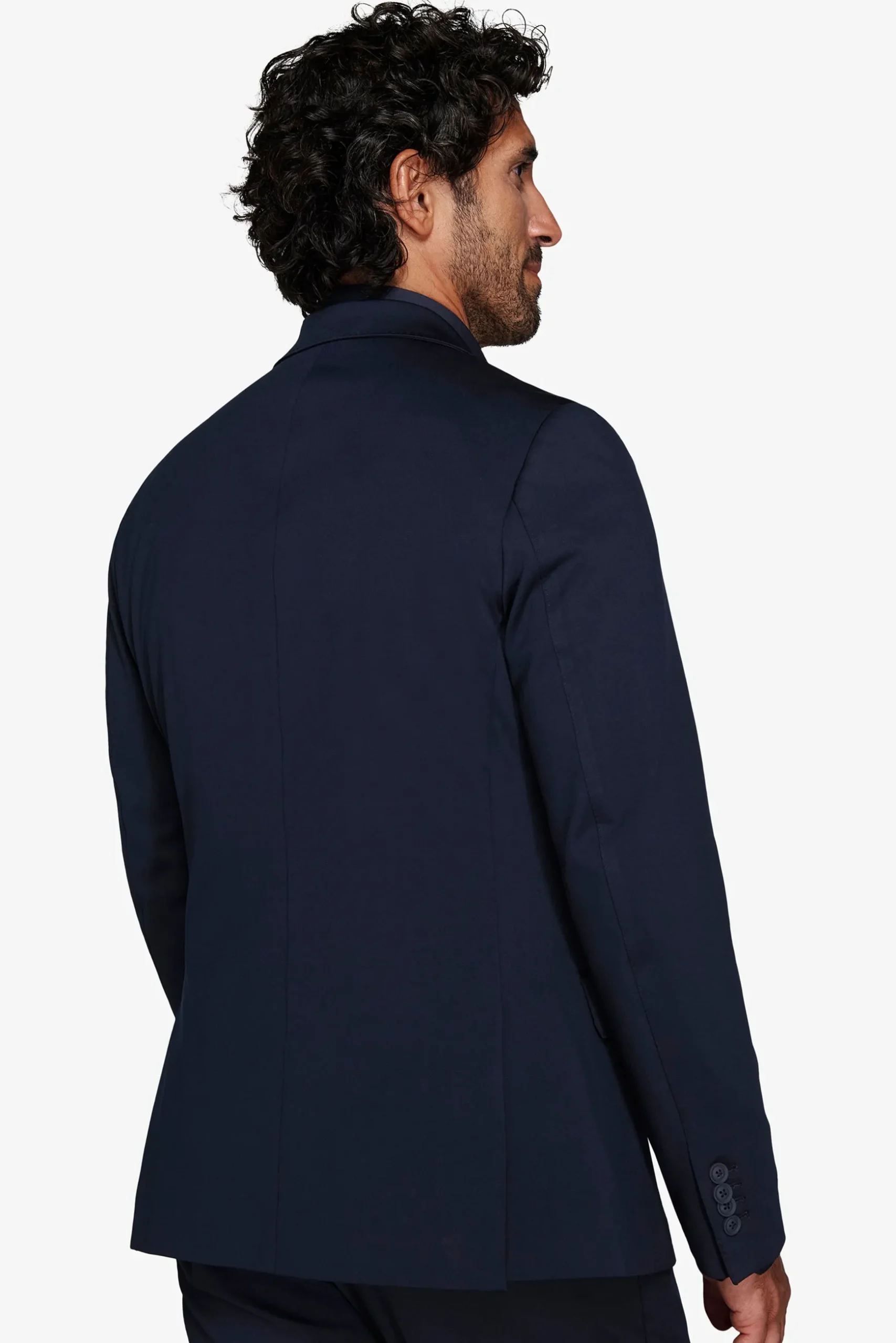 Blue technical jersey slim blazer